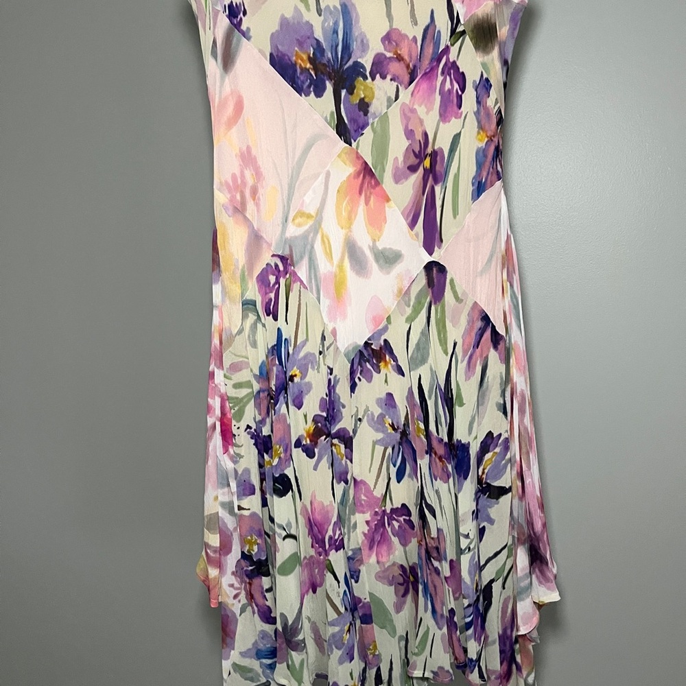 Anthropologie Asymmetrical Floral skirt - Pink and Purple